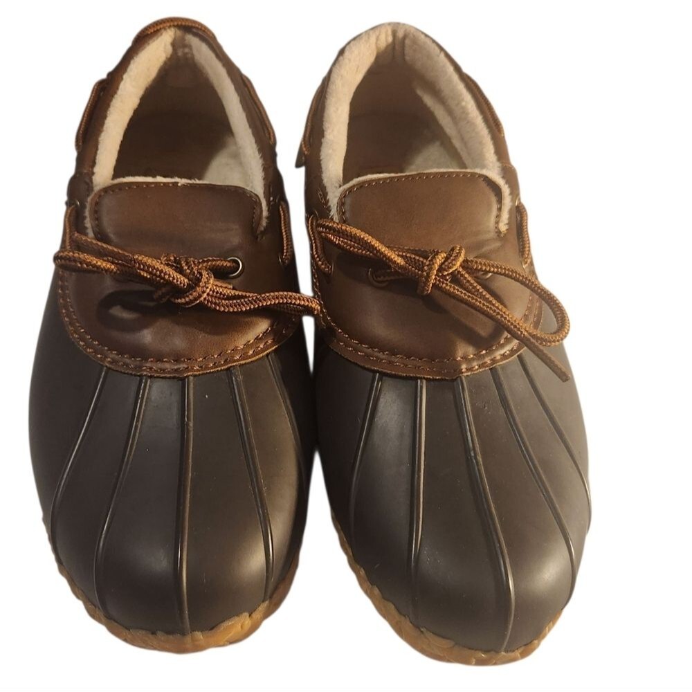 JBU by Jambu Gwen 9.5M Brown Weather Ready Duck Shoes Faux Fur Lined Rain Loafer